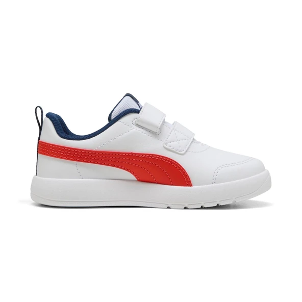 Puma Courtflex V3 V PS-White-Fierce Red-Blue Çocuk Ayakkabı-Beyaz - Resim 4