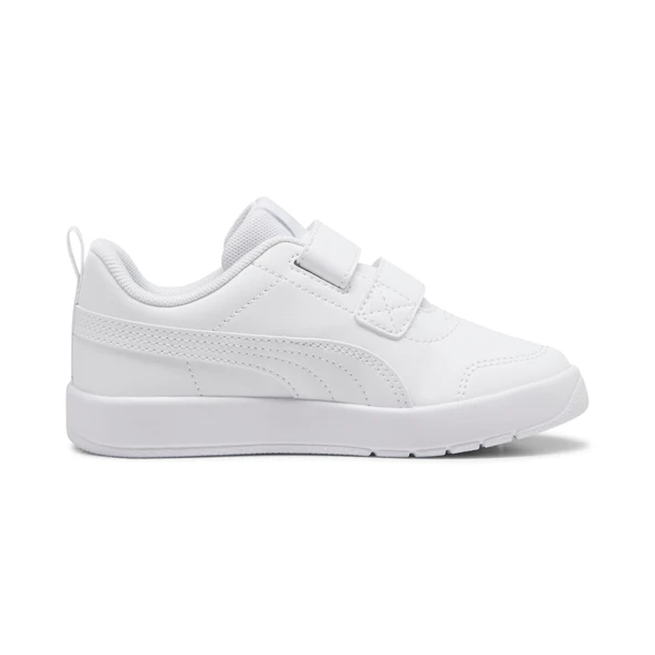 Puma Courtflex V3 V PS-White-White-Silver Mist Çocuk Ayakkabı-Beyaz - Resim 3