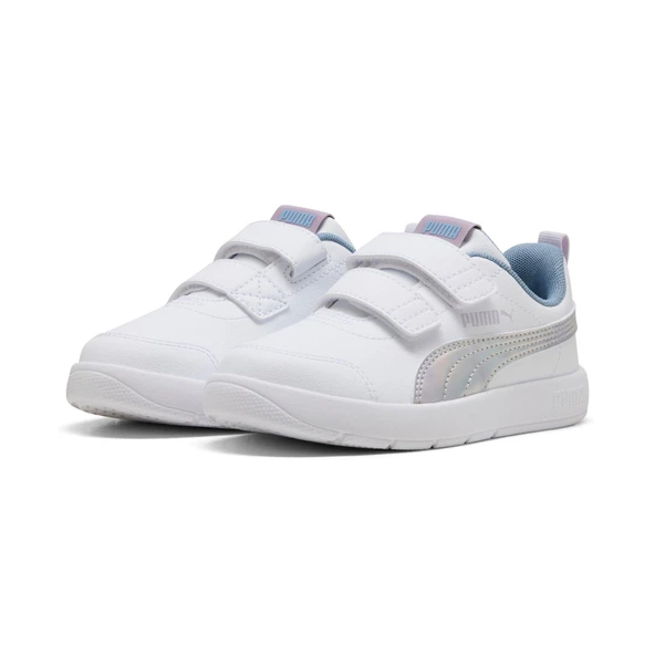 Puma CourtflexV3 Space Belle V PS-White-Lilac Crush Çocuk Ayakkabı-Beyaz - 1