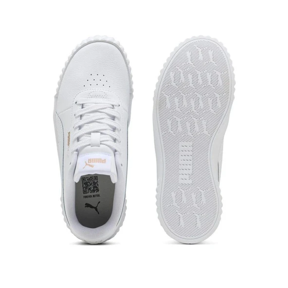 Puma Carina 3.0 Jr-White-Gold Çocuk Ayakkabı-Beyaz - Resim 4