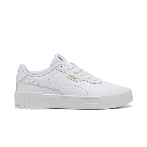 Puma Carina 3.0 Jr-White-Gold Çocuk Ayakkabı-Beyaz - Resim 2