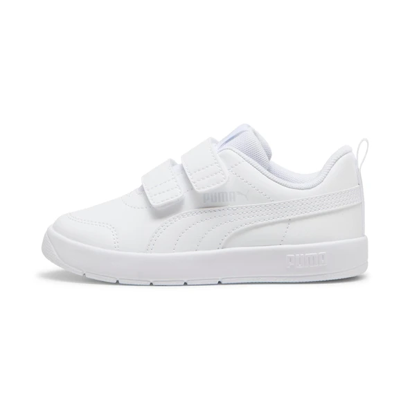 Puma Courtflex V3 V PS-White-White-Silver Mist Çocuk Ayakkabı-Beyaz - Resim 2