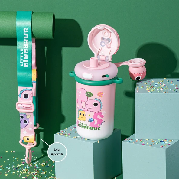 Emsan Baby Dinazor Termos Pembe 450 ml - Resim 2