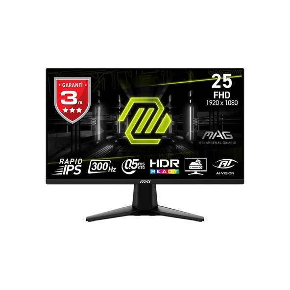 MSI 24.5 MAG 255XF FHD 16:9 FLAT IPS 300HZ 0.5MS GTG ADAPTIVE-SYNC GAMING MONITOR ürün görseli