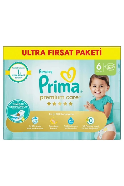Prima Premium Care 6 Numara XL 62 li Bebek Bezi - 2