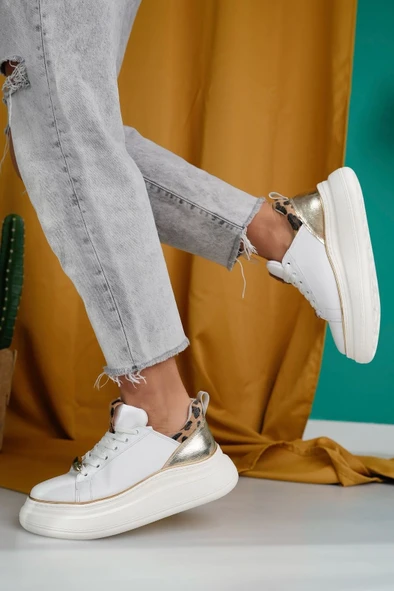 Jista Beyaz Cilt Bağcıklı Spor Ayakkabı - Resim 2