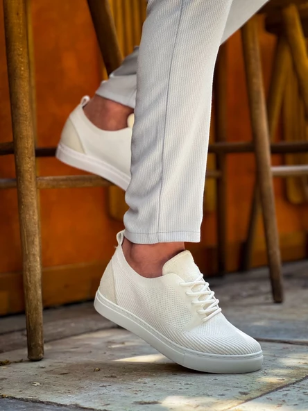 KB-101 Kuback Beyaz Triko Bağcıklı Günlük Erkek Ayakkabı - Resim 10