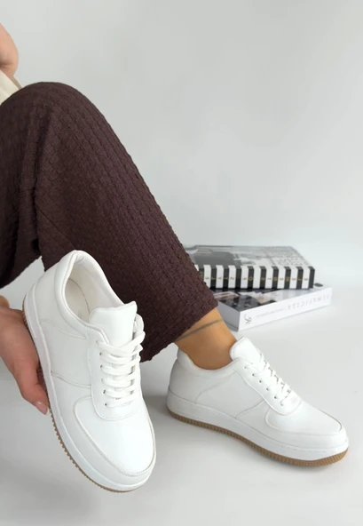 Ceyyan Beyaz Cilt Bağcıklı Spor Ayakkabı - Resim 7