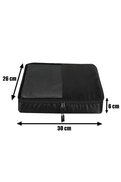 Küçük Boy 30x26x6 Siyah Valiz İçi Organizer Çanta - 7