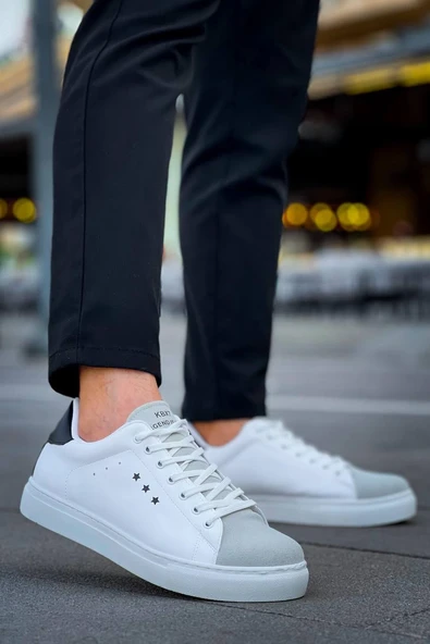 KB-X7 Kuback Beyaz Siyah Yüksek Taban Bağcıklı Günlük Erkek Ayakkabı ürün görseli