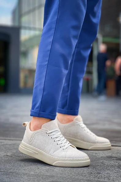 KB-X204 Kuback Bej Keten Bej Yüksek Taban Günlük Erkek Spor Ayakkabı - Resim 4