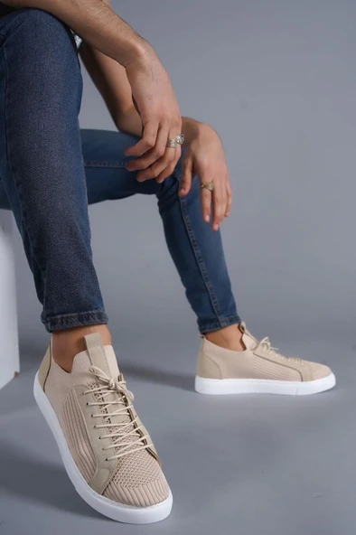 KB-112 Kuback Bej Triko Bağcıklı Günlük Erkek Ayakkabı - Resim 4