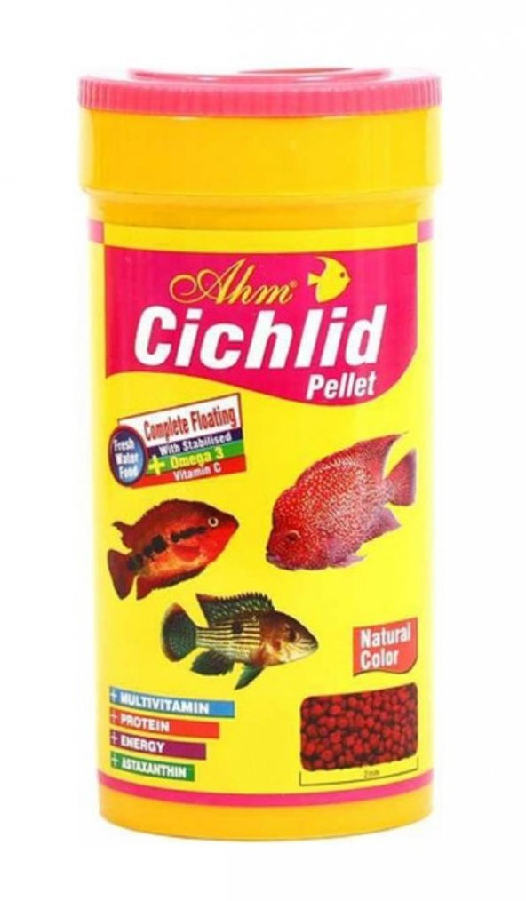 Ahm Cichlid Pellet Natural Colour Balık Yemi 250 Ml.