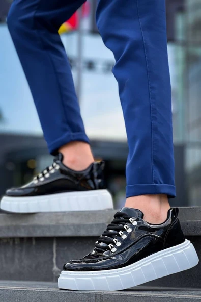 KB-X10 Kuback Siyah Rugan Beyaz Yüksek Taban Günlük Spor Ayakkabı - Resim 2