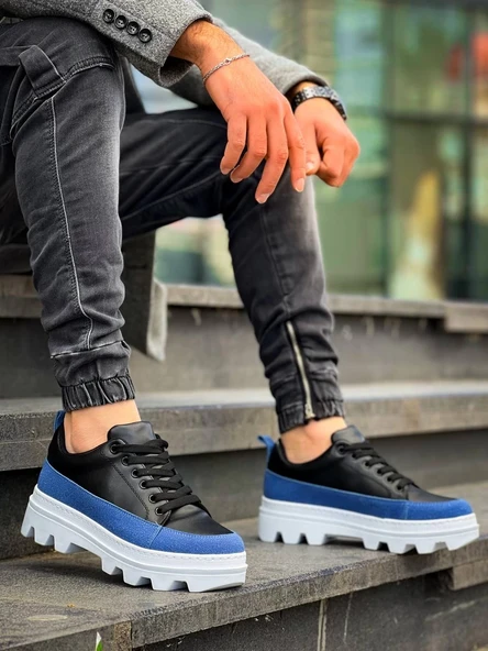 KB-056 Kuback Siyaavi Detaylı Beyaz Yüksek Taban Günlük Spor Ayakkabı ürün görseli