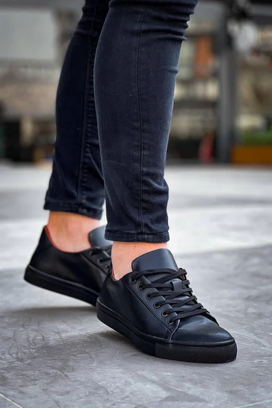 KB-122 Kuback Siyah Cilt Siyah Yüksek Taban Bağcıklı Günlük Erkek Ayakkabı ürün görseli