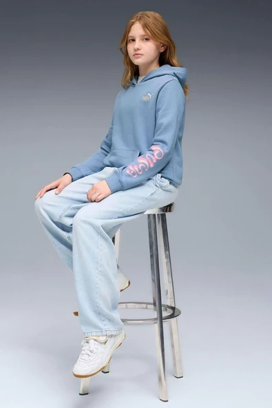 Puma TWEENERVERSE Hoodie-Cool Blue Sweatshirt-Mavi - Resim 5