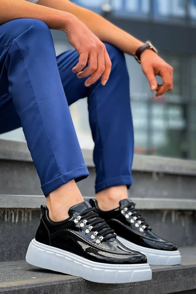 KB-X10 Kuback Siyah Rugan Beyaz Yüksek Taban Günlük Spor Ayakkabı ürün görseli