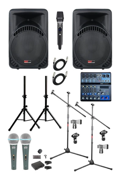 Lastvoice Ample Surface-Paket-2 Aktif hoparlör ve Mixer Full Ses Sistemi Seti - 1