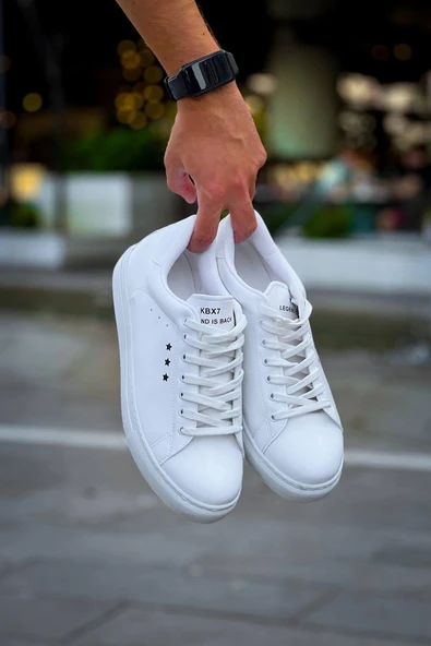 KB-X7 Kuback Beyaz Yüksek Taban Bağcıklı Günlük Erkek Ayakkabı - Resim 3