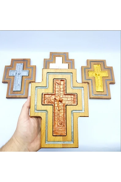 sharp&art Epoksi Kanallı El Yapımı Ahşap Haç , Karanlıkta Parlayan Epoksi Sanatı, Hristiyan Ev Dekorasyonu - 3