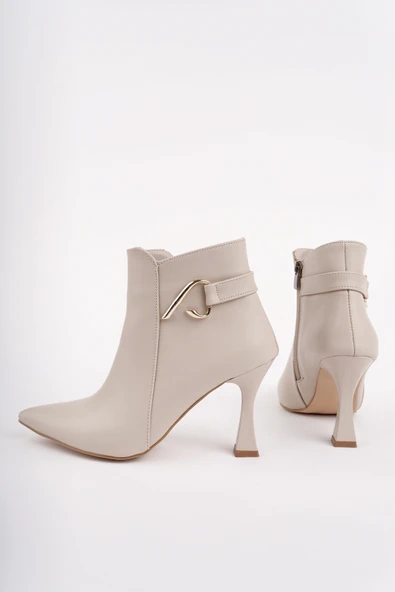 Muggo VİVENTE Sivri Burun Toka Detaylı Fermuarlı İnce Topuklu Kadın Bot - 8