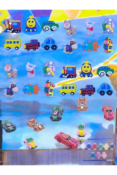 sharp&art Taş Boyama Anne-çocuk Etkinliği, 30 Parça Motorlu Araç Ve Hayvanlar, Aile Ve Okul Etkinliği