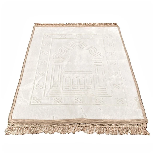 Lüks Kadife Peluş Seccade Krem 70 x 110 cm - 750 gr - 1