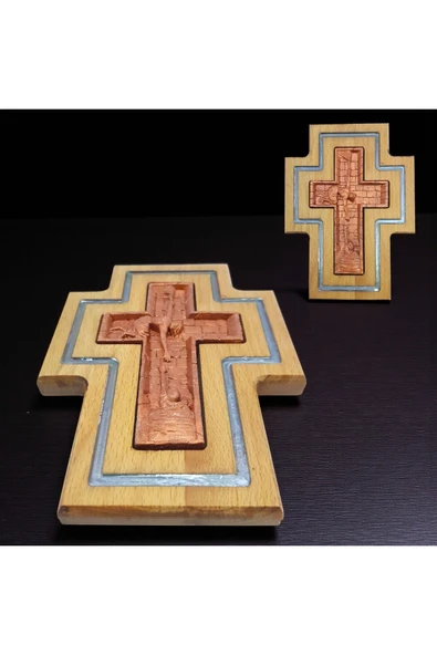 sharp&art Epoksi Kanallı El Yapımı Ahşap Haç , Karanlıkta Parlayan Epoksi Sanatı, Hristiyan Ev Dekorasyonu - 1