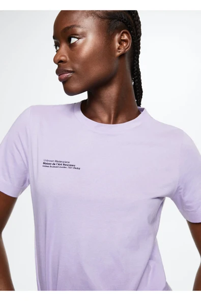 Mango Woman Leylak Kadın Yetişkin T-Shirt 37005943 - Resim 3