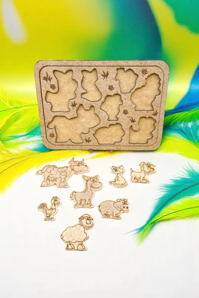 sharp&art Ev-Okul Etkinliği Ahşap Puzzle 4'lü Boyama Seti, 12 Renk Boya ve Fırça ile... - 4