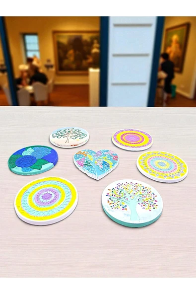 sharp&art Taş Mandala Seti, 5 Farklı Desen, 12 Renk Akrilik Boya, 2 Farklı İnce Uç Fırça ile Dilediğince Boya - 6