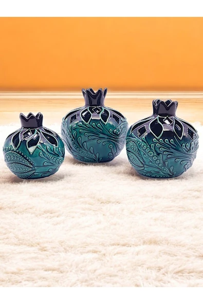 sharp&art 3'LÜ %100 EL İŞLEMESİ,DEKORATİF NAR ve LALE TAKIMLARI,EV DEKORASYONU...12 FARKLI MODEL İLE... - Resim 3