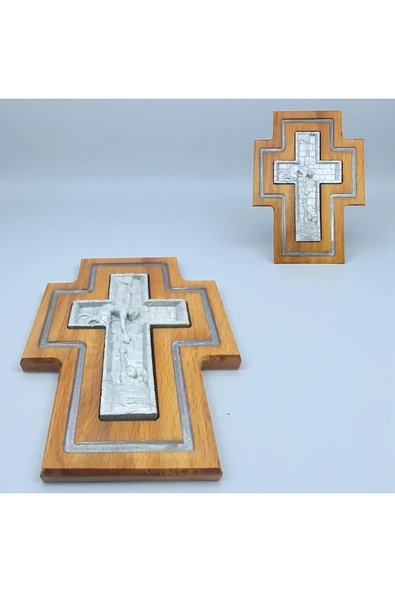 sharp&art Epoksi Kanallı El Yapımı Ahşap Haç , Karanlıkta Parlayan Epoksi Sanatı, Hristiyan Ev Dekorasyonu - 1