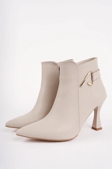 Muggo VİVENTE Sivri Burun Toka Detaylı Fermuarlı İnce Topuklu Kadın Bot - 7