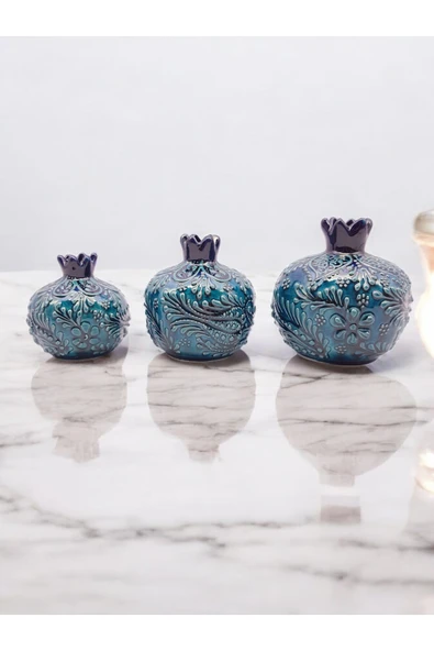 sharp&art 3'LÜ %100 EL İŞLEMESİ,DEKORATİF NAR ve LALE TAKIMLARI,EV DEKORASYONU...12 FARKLI MODEL İLE... - Resim 6