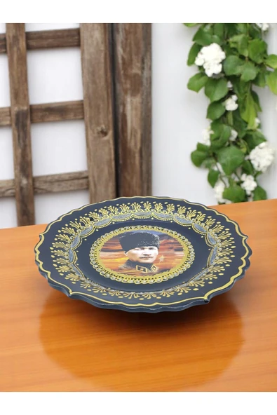 sharp&art Atatürk ve Türk Bayrağı Temalı 30 cm, El İşlemesi Çini Tabaklar, 30 cm, Özel Hediye Seçeneği - Resim 6