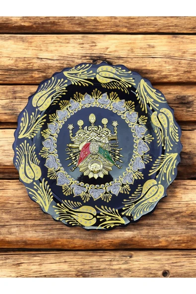 sharp&art Osmanlı Tuğrası Temalı 30 cm, Detaylı El İşlemesi ve Yaldızlı Çini Tabak, Özel Hediye Seçeneği - 4