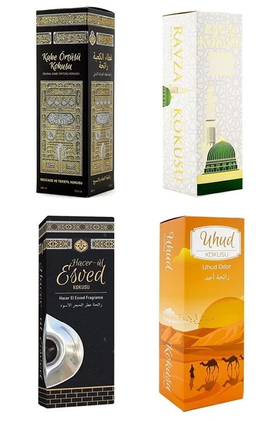 4 Adet Kabe Örtüsü Kokusu  Medine Ravza Kokusu Uhud Kokusu Ve Hacerul Esved 400 Ml. - 1