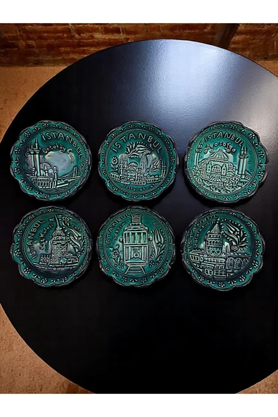 sharp&art İstanbul'un 6 Simgesi ile, Kabartma Desenli, Çok Özel Turkuaz 6'lı Kase Seti - 2