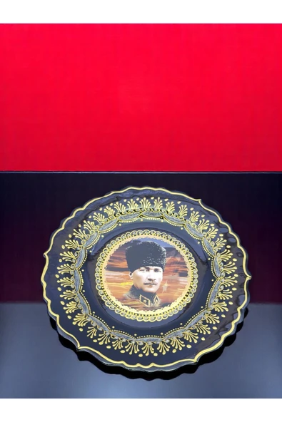 sharp&art Atatürk ve Türk Bayrağı Temalı 30 cm, El İşlemesi Çini Tabaklar, 30 cm, Özel Hediye Seçeneği - Resim 7