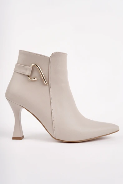 Muggo VİVENTE Sivri Burun Toka Detaylı Fermuarlı İnce Topuklu Kadın Bot - 9