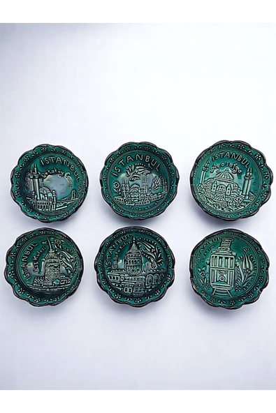 sharp&art İstanbul'un 6 Simgesi ile, Kabartma Desenli, Çok Özel Turkuaz 6'lı Kase Seti - 8