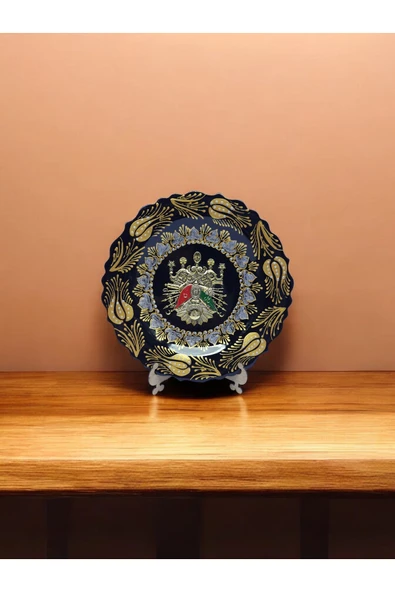 sharp&art Osmanlı Tuğrası Temalı 30 cm, Detaylı El İşlemesi ve Yaldızlı Çini Tabak, Özel Hediye Seçeneği - 8