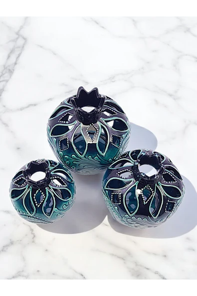 sharp&art 3'LÜ %100 EL İŞLEMESİ,DEKORATİF NAR ve LALE TAKIMLARI,EV DEKORASYONU...12 FARKLI MODEL İLE... - Resim 4