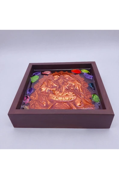 sharp&art Meryem Ana ve Kutsal Aile, Ahşap Çerçeveli, Epoksi içi Kuru Yaprak Dökümü, 4 Renk Seçeneği(17,5cm) - 5