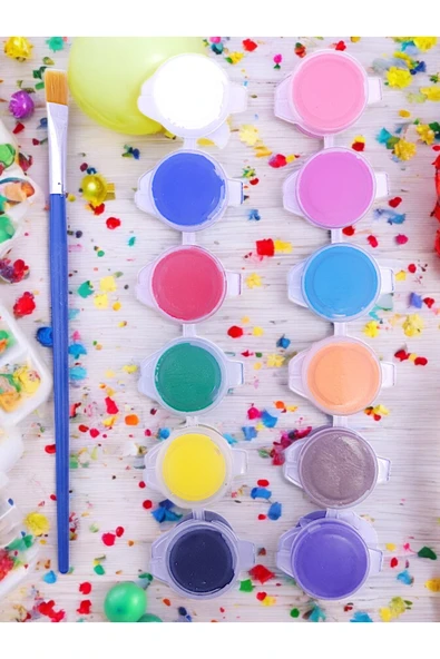 sharp&art Ev-Okul Etkinliği Ahşap Puzzle 4'lü Boyama Seti, 12 Renk Boya ve Fırça ile... - 2