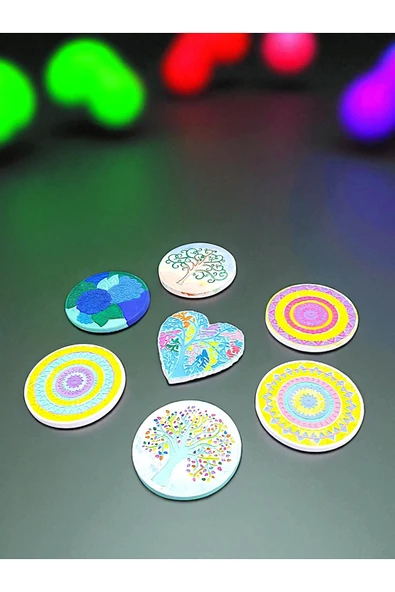 sharp&art Taş Mandala Seti, 5 Farklı Desen, 12 Renk Akrilik Boya, 2 Farklı İnce Uç Fırça ile Dilediğince Boya - 5