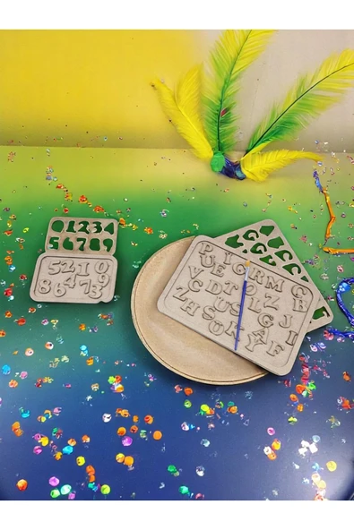 sharp&art Ev-Okul Etkinliği Ahşap Puzzle 4'lü Boyama Seti, 12 Renk Boya ve Fırça ile... - 3