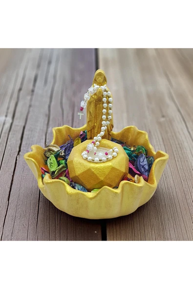 sharp&art Meryem Ana Heykelciği ve Mumluk, Kurutulmuş Yapraklar ve Led Işık ile, 4 farklı renk ürün görseli